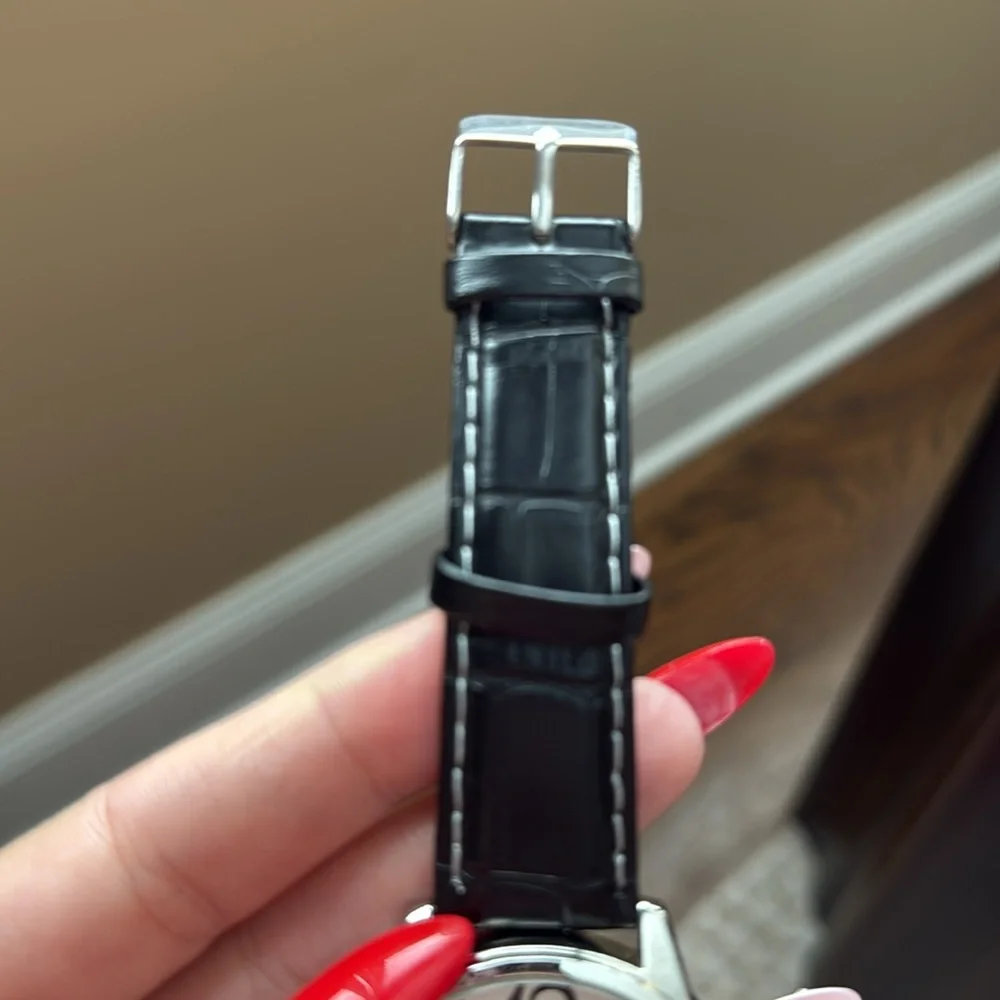 Geneva G-85 Stainless Steel Crock look strap Watch